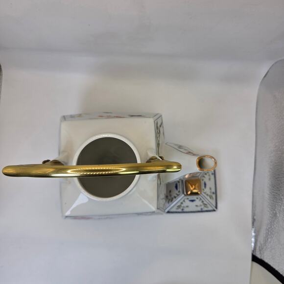 Franklin Porcelain 1986 Decorative Teapot w Stand Flowers Birds Japan FP Vintage - Picture 10 of 15